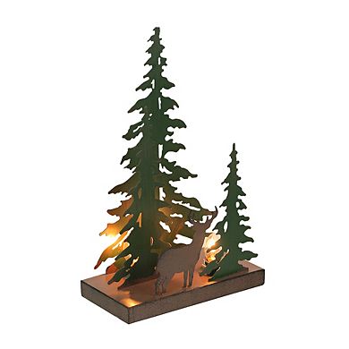 Rustic Metal Deer Forest Stroll Accent Lamp Decorative Woodland Cabin Home Decor