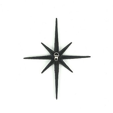 Set of 6 Black Cast Iron Starburst Wall Hangings Mid Century 8 Pointed Stars