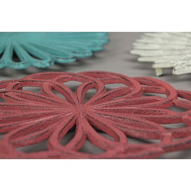Set of 3 Cast Iron Floral Bloom Kitchen Trivets Decorative Wall Hangings