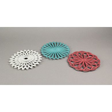 Set of 3 Cast Iron Floral Bloom Kitchen Trivets Decorative Wall Hangings