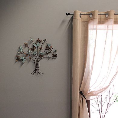 20 Inch Rustic Metal Butterfly Tree Hanging Wall Sculpture Home Decor Art Plaque