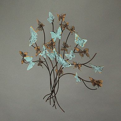 20 Inch Rustic Metal Butterfly Tree Hanging Wall Sculpture Home Decor Art Plaque