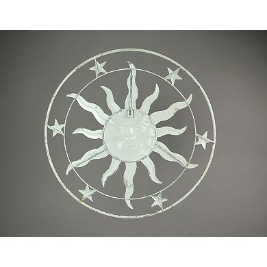 21.5 Inch Diameter Weathered Gray Finish Sun Face Wall Hanging