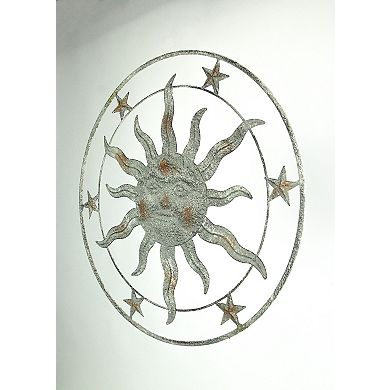 21.5 Inch Diameter Weathered Gray Finish Sun Face Wall Hanging