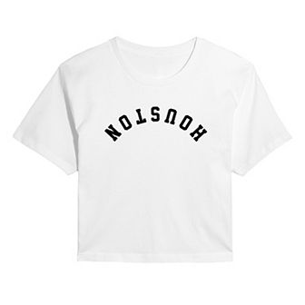 Juniors' Houston Upside Down Cropped Tee