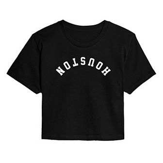 Juniors' Houston Upside Down Cropped Tee