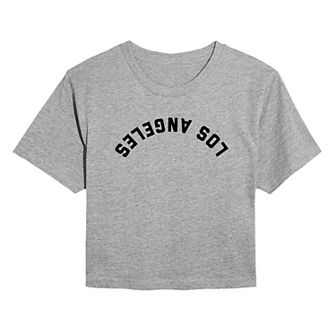 Juniors' Los Angeles Upside Down Cropped Tee