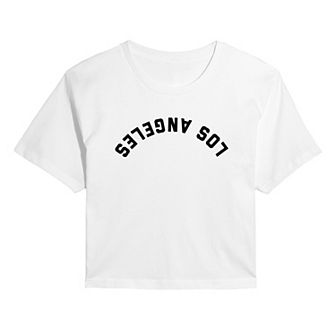 Juniors' Los Angeles Upside Down Cropped Tee
