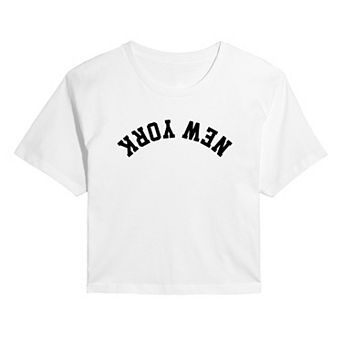 Juniors' New York Upside Down Cropped Tee