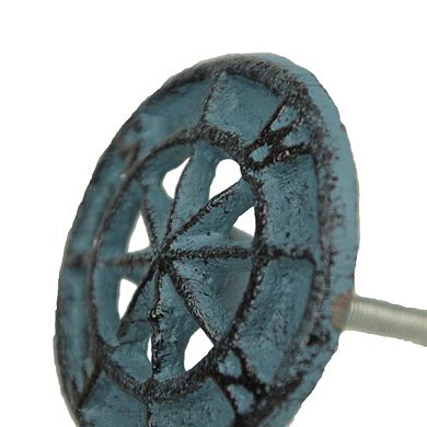 Set of 12 Light Blue Cast Iron Compass Rose Drawer Pulls Cabinet Hardware Knobs
