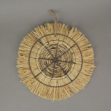 Set of 3 Round Natural Woven Dried Grass Wall Hanging Sculptures Home Decor Art