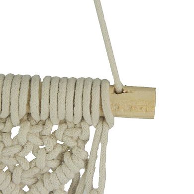 Hand Tied Macrame Bohemian Style Wall Pocket 27 Inches High Boho Decor