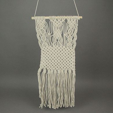 Hand Tied Macrame Bohemian Style Wall Pocket 27 Inches High Boho Decor