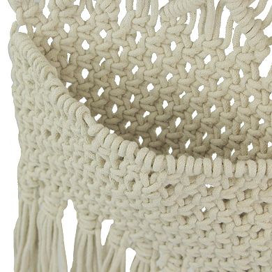 Hand Tied Macrame Bohemian Style Wall Pocket 27 Inches High Boho Decor