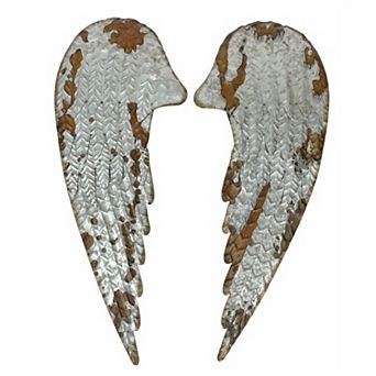 Galvanized Metal Rustic Angel Wings Wall Decor Set