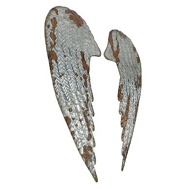 Galvanized Metal Rustic Angel Wings Wall Decor Set