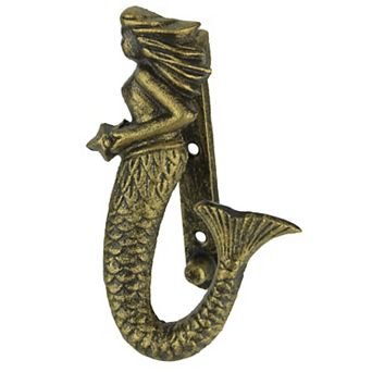 Antique Bronze Finish Cast Iron Coastal Mermaid Door Knocker Front Door Decor