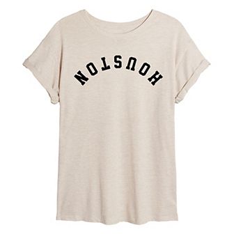 Juniors' Houston Upside Down Oversized Tee