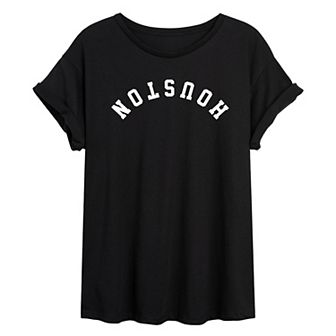 Juniors' Houston Upside Down Oversized Tee