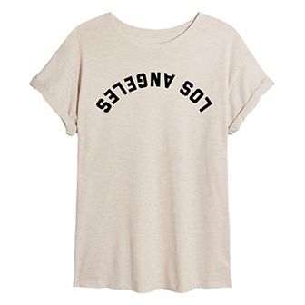 Juniors' Los Angeles Upside Down Oversized Tee