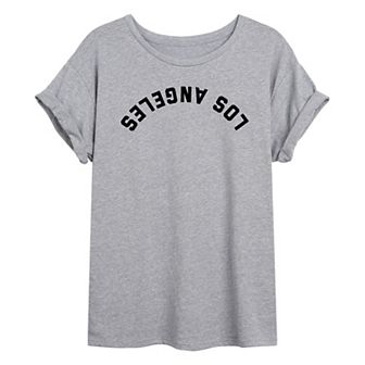 Juniors' Los Angeles Upside Down Oversized Tee