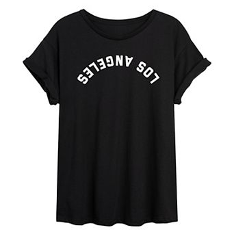 Juniors' Los Angeles Upside Down Oversized Tee