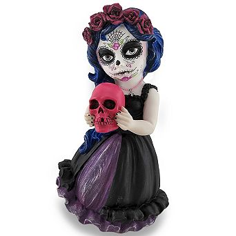Cosplay Kids Mini Day of Dead Girl Holding Skull Statue