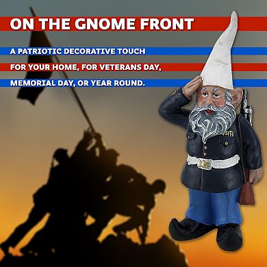 8 inch Dress Blues Bill Saluting U.S. Marine Dress Blues Military Garden Gnome