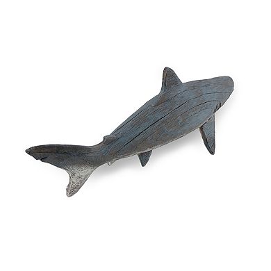 Gray Weathered Finish Wood Look Shark Statue