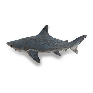 Gray Weathered Finish Wood Look Shark Statue