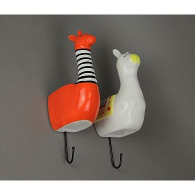 Set of 2 Llama & Giraffe Ceramic Wall Hanging Succulent Planters Decorative Pots