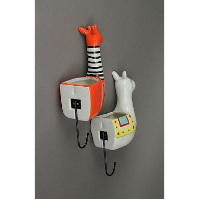 Set of 2 Llama & Giraffe Ceramic Wall Hanging Succulent Planters Decorative Pots