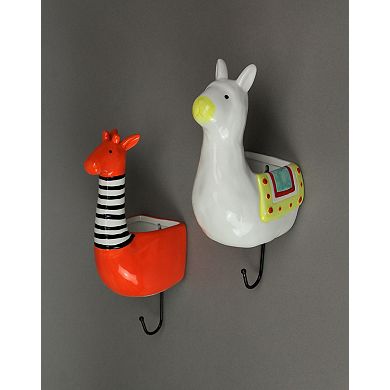Set of 2 Llama & Giraffe Ceramic Wall Hanging Succulent Planters Decorative Pots