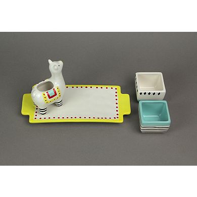 Ceramic Succulent Pots Display Tray & Llama Water Holder Indoor Mini Planter Set