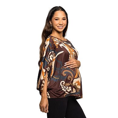 Maternity 24Seven Comfort Apparel Paisley Print Dolman Sleeve Top