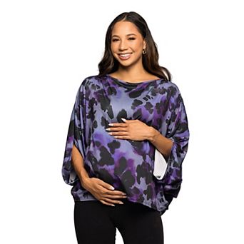 Maternity 24Seven Comfort Apparel Animal Print Boat Neck Dolman Sleeve Top