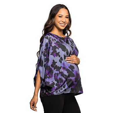 Maternity 24Seven Comfort Apparel Animal Print Boat Neck Dolman Sleeve Top