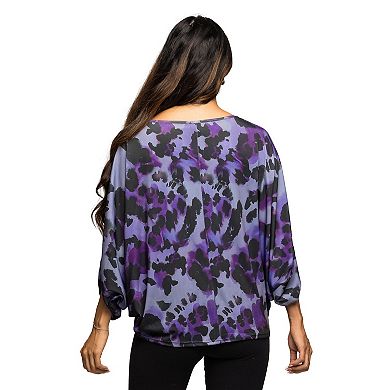 Maternity 24Seven Comfort Apparel Animal Print Boat Neck Dolman Sleeve Top