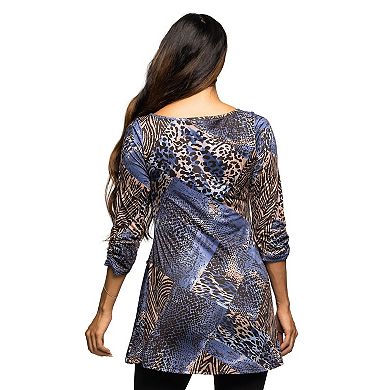 Maternity 24Seven Comfort Apparel Tunic Top Animal Print