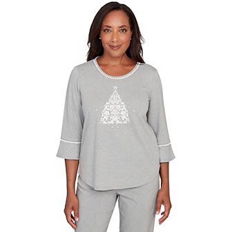 Women's Alfred Dunner Christmas Tree Embellished Knit Top