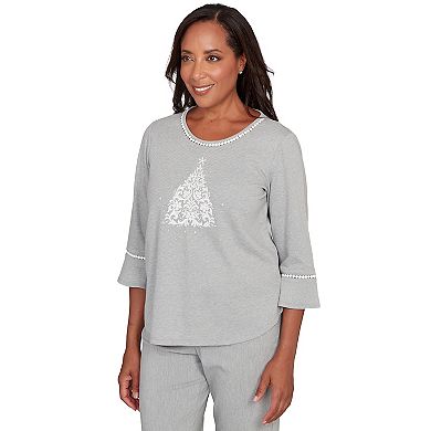 Women's Alfred Dunner Christmas Tree Embellished Knit Top