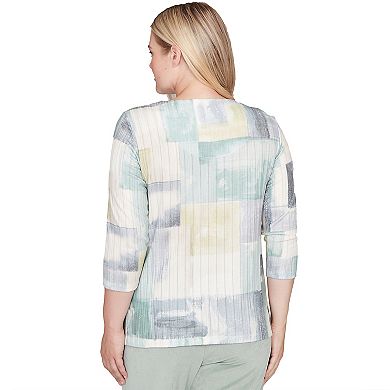 Women's Alfred Dunner Soft Colorblock Rib Texture Knit Top