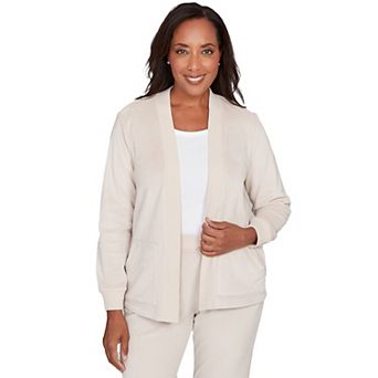 Women's Alfred Dunner Open Front Rib Trim Cardigan