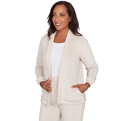 Women's Alfred Dunner Open Front Rib Trim Cardigan