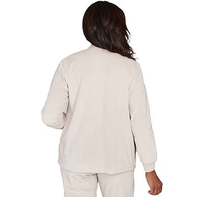 Women's Alfred Dunner Open Front Rib Trim Cardigan