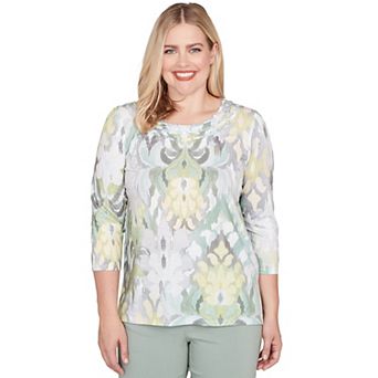 Alfred Dunner Ikat Medallion Pattern Soft Knit Top