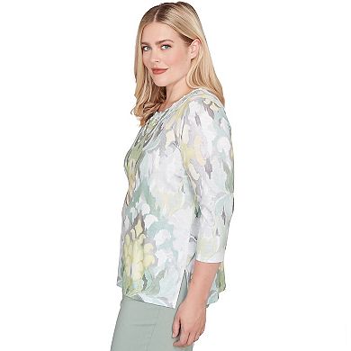 Alfred Dunner Ikat Medallion Pattern Soft Knit Top