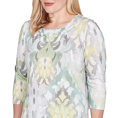 Alfred Dunner Ikat Medallion Pattern Soft Knit Top