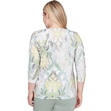 Alfred Dunner Ikat Medallion Pattern Soft Knit Top