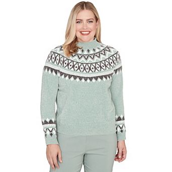 Women's Alfred Dunner Fair Isle Pattern Chenille Sweater